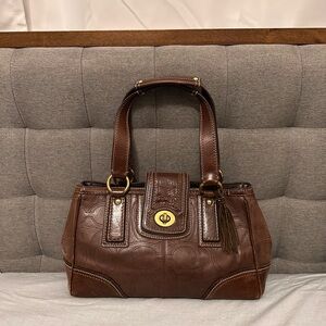 VINTAGE Coach Hampton embossed leather satchel bag